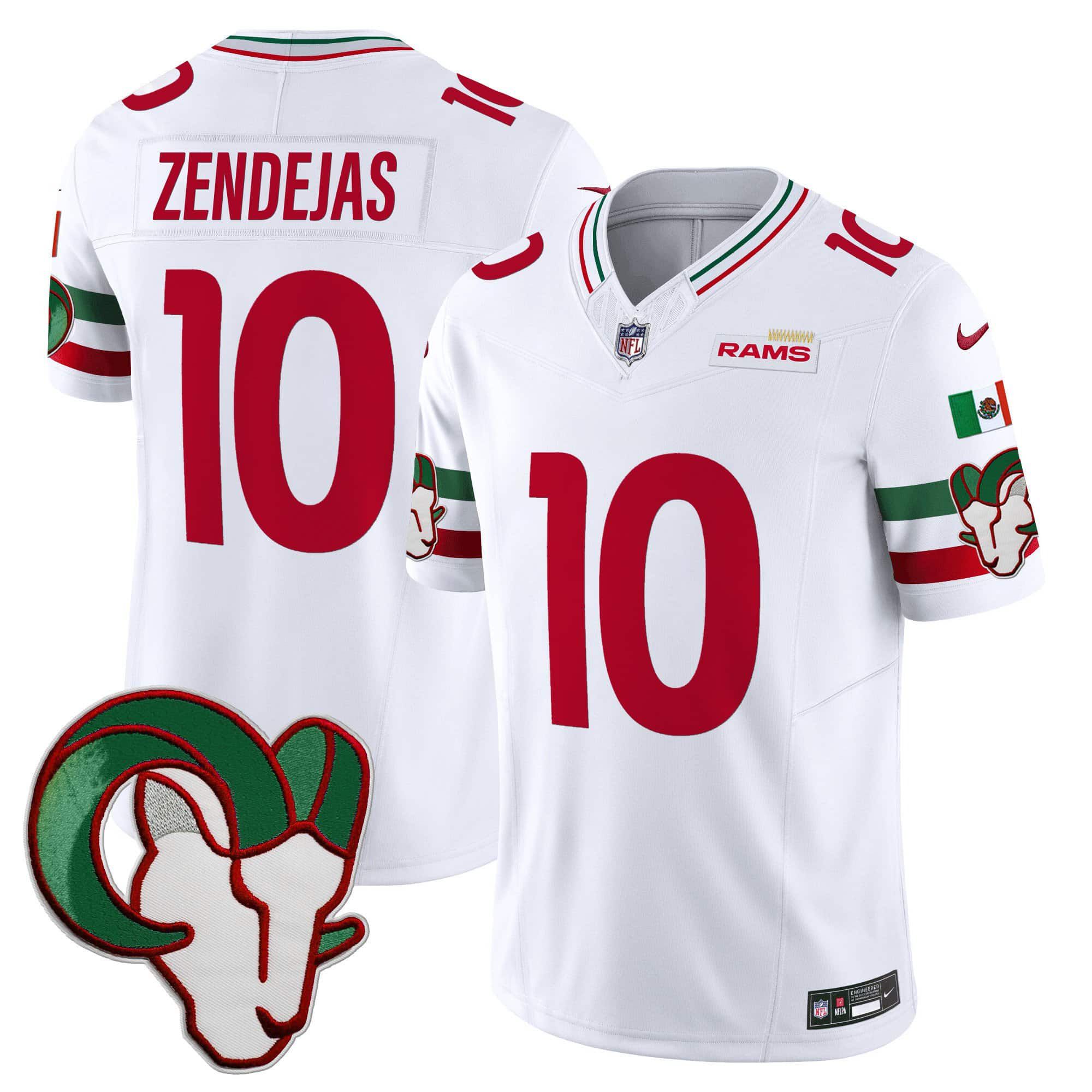 Men Los Angeles Rams #10 Zendejas White 2024 Nike Mexico Vapor Limited NFL Jersey